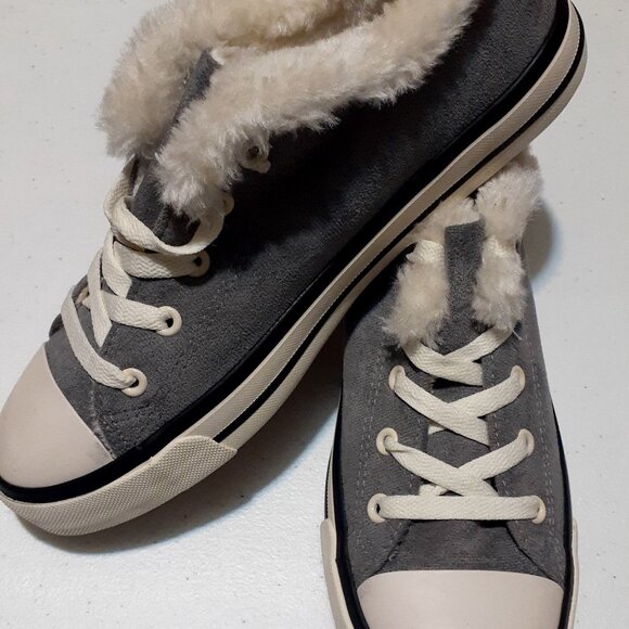 Light Grey Sneakers (with fuzzy faux fur) - Picture 1 of 1